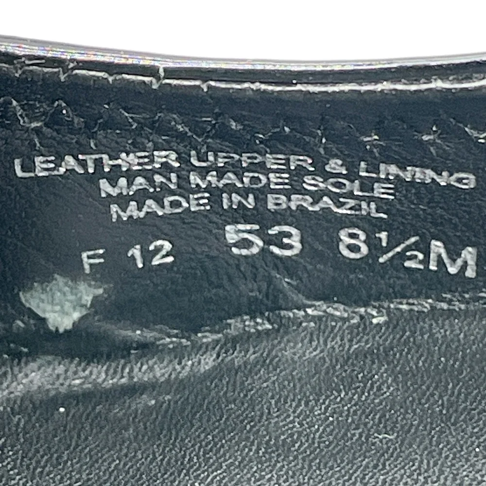 Tory Burch Reva Black Patent Leather Scrunch Ballet Flats Logo Medallion 8.5M
